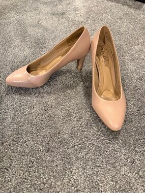 Abella Blush Pink Pointed-Toe Mid Heel Pumps